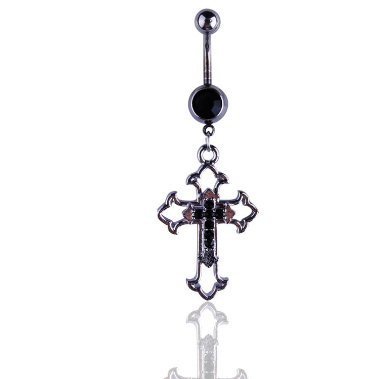 Hollow Cross Dangle Navel Ring 14G  316L surgical steel Belly button ring Body piercing Jewelry Dangle