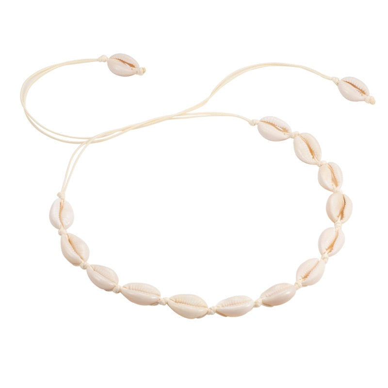 Conch Seashell Halskette Frauen Schmuck Sommer Strand Shell Choker Böhmisches Seil Kauri Perlenketten Handgefertigter Kragen Weiblich