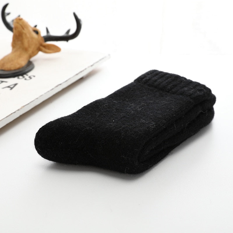 Super Thicker Solid Socks Merino Wool Rabbit Socks Against Cold Snow Winter Warm Funny Happy Male Men Socks
