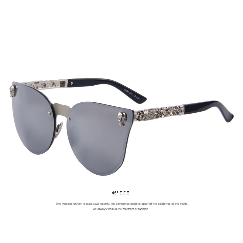 MERRYS Fashion Women Gothic Eyewear Skull Frame Metal Temple Oculos de sol UV400