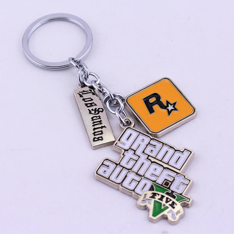 Muti-Anhänger Schlüsselhalter PS4 Xbox PC Schlüsselanhänger Spiel GTA V Grand Theft Auto 5 Schlüsselanhänger für Fans Schlüsselanhänger Schlüsselanhänger llaveros