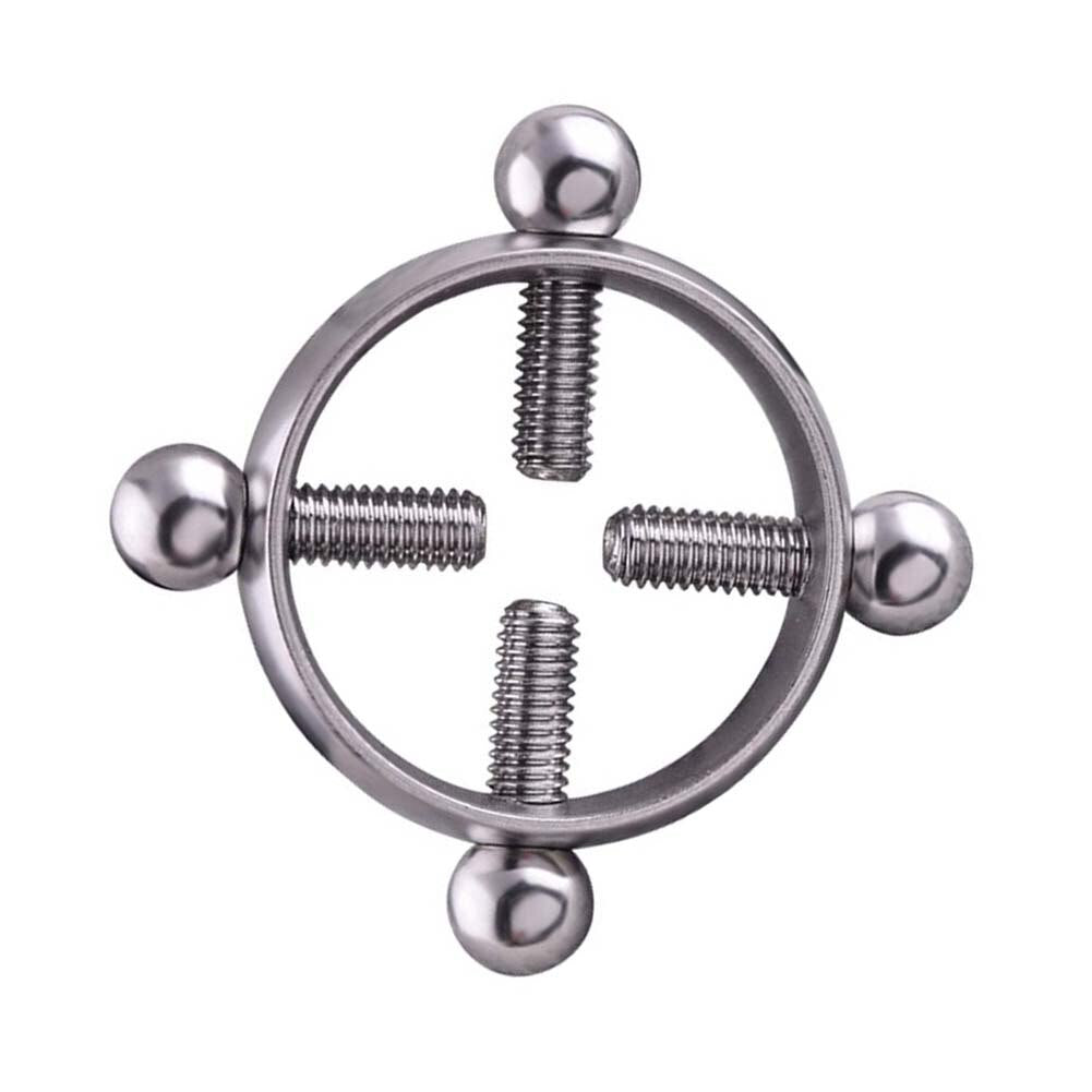 Adult sex toys Silver Alloy Adjustable Screw On Nipple Clamp Ring Barbells Body Piercing Jewelry Fetish Kinky Breast Sextoys
