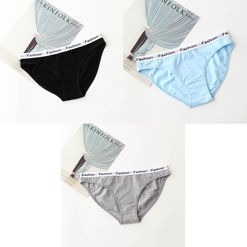 3Pcs Cotton Panties Female Underpants Fashion Women Briefs Underwear Sports Plus Size Lingerie Women's Intimates
