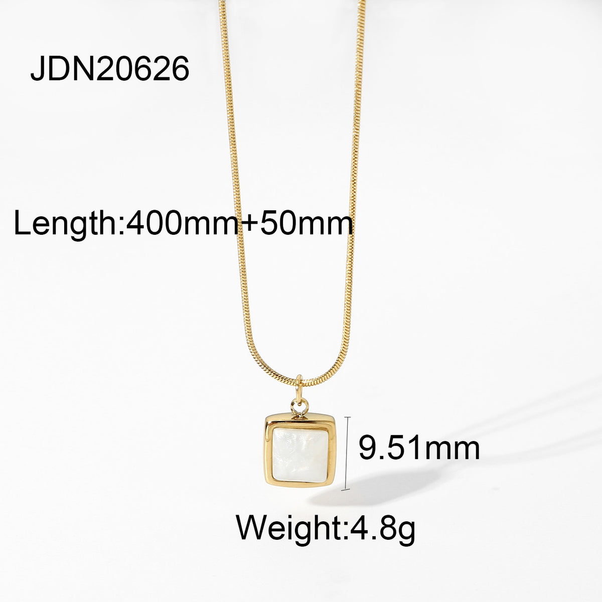 14k Gold Plated Stainless Steel Square Shell Pendant Necklace For Women Elegant Fashion Chokers Necklace
