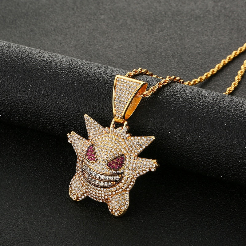 Pendant Cubic Zirconia Copper Necklace For Woman Stainless steel Hip Hop Jewelry Smiley Necklace Iced Out Chain Mens Gift