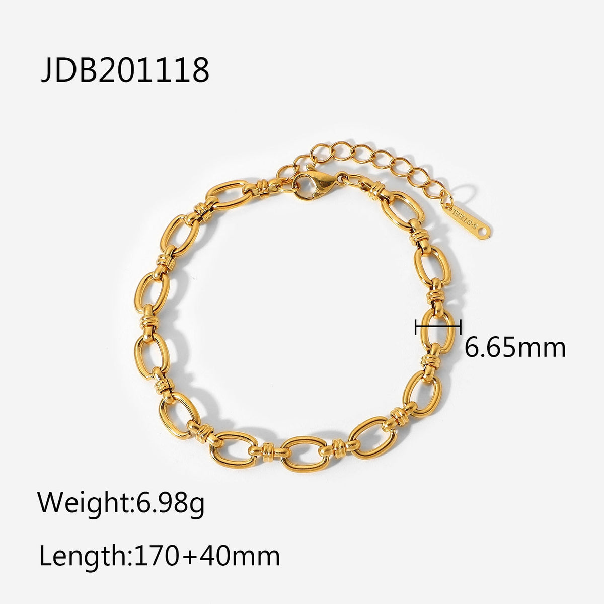 18k Stainless Steel Golden Bracelets Minimalism Women Wristband Geometric Oval Link Chain Bangles Jewelry Waterproof Gift