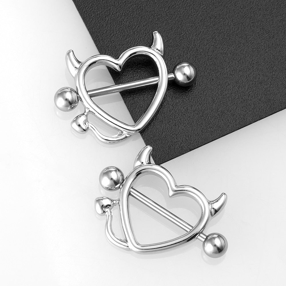 1 Pair 14G Nipple Rings Stainless Steel Nipple Ring Shield Piercing Body Jewelry CZ Round Shape for Women Silver Plated