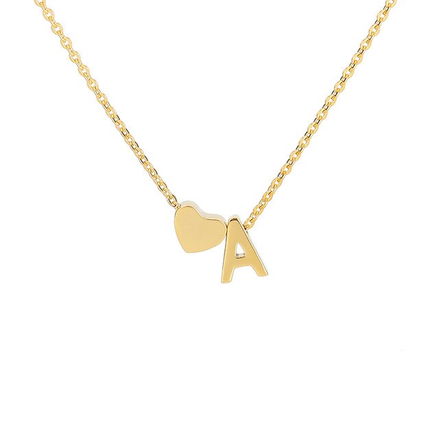 Initial Heart Necklace Gold Plated Stainless Steel Tiny Heart Letter Necklace Personalized Monogram Name Necklace