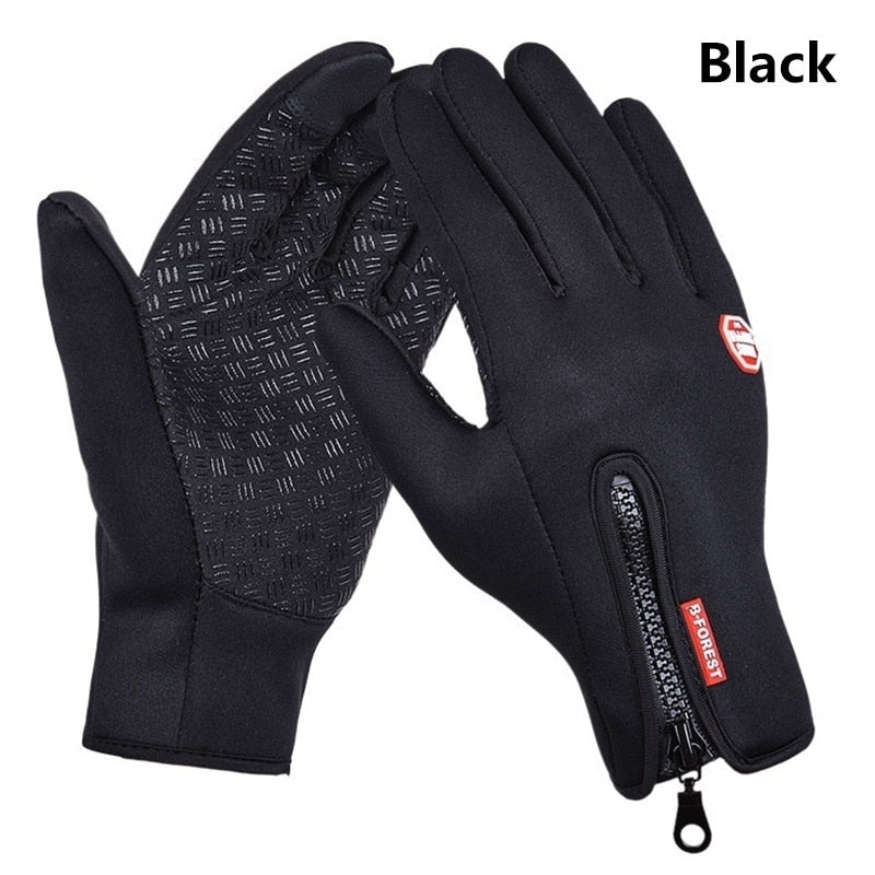 Winter Gloves Mens Touchscreen Waterproof Windproof Skiing Cold Gloves Womens Warm Outdoor Sports Riding Zipper Gloves