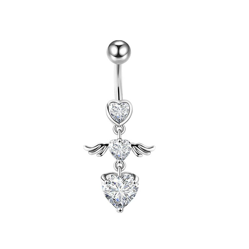 Piercing Color Crystal Heart Wing Belly Navel Ring Dangle Personality Body Jewelry Accessories