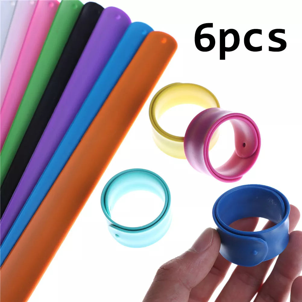 6PCS Colorful Slap Bracelets Assorted Slap Wrap Wrist Bands Kids Party Toy Gift