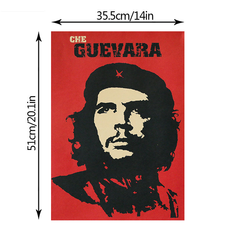 Celebrity Revolutionary Che Guevara Red Portrait Painting Vintage Kraft Paper Poster Bar Bedroom Decor Painting Wall Sticker