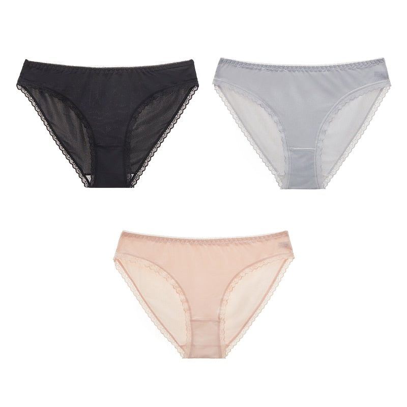 3 Pcs Ice Silk Women's Underwear Panties Briefs Soft Underwear For Woman Female Panties High Quality Ladies Intimates
