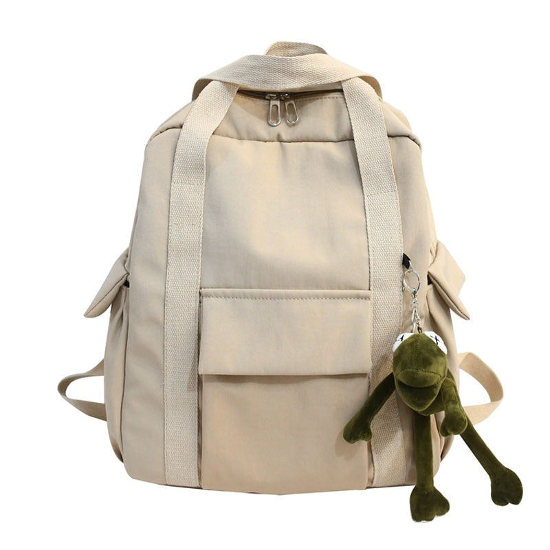 Einfarbiger wasserdichter Nylon-Rucksack für Damen, einfache Schultasche für Teenager, Schulter-Reisetasche, Schulrucksack
