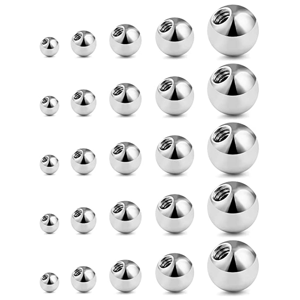25Pcs Replacement Balls Externally Threaded Surgical Steel Industrial Barbell Tongue Nipple Belly Button Piercing Rings Parts