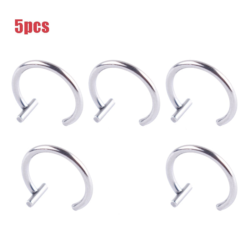 5Pcs Lip Nose Rings Neutral Punk Lip-shaped Ear Nose Clip Fake Diaphragm with Perforated Lip Hoop Steel Ring