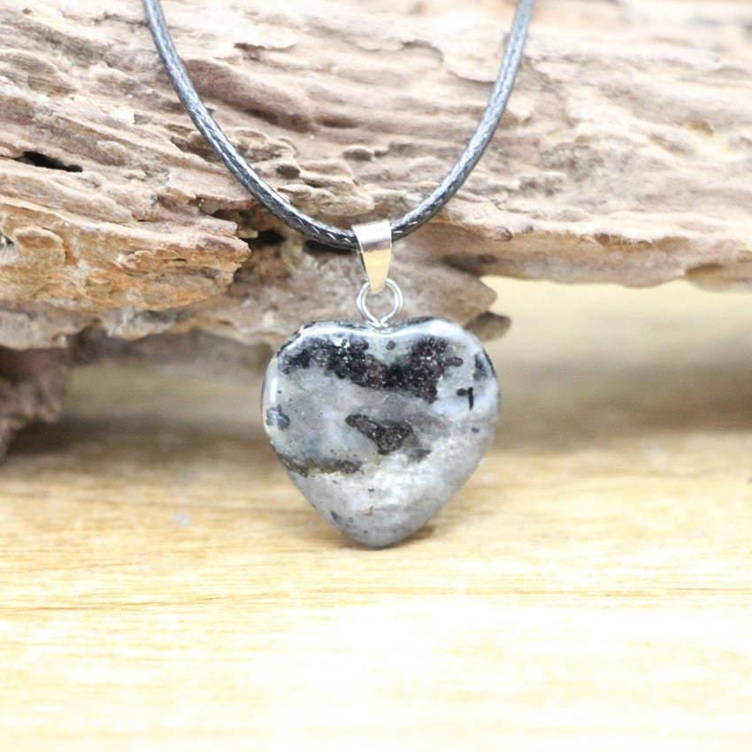 Natural Agates Turquoises Quartz Heart Shape Pendant Crystal Amethysts Healing Gemstone Necklace Women Charm Men Jewelry