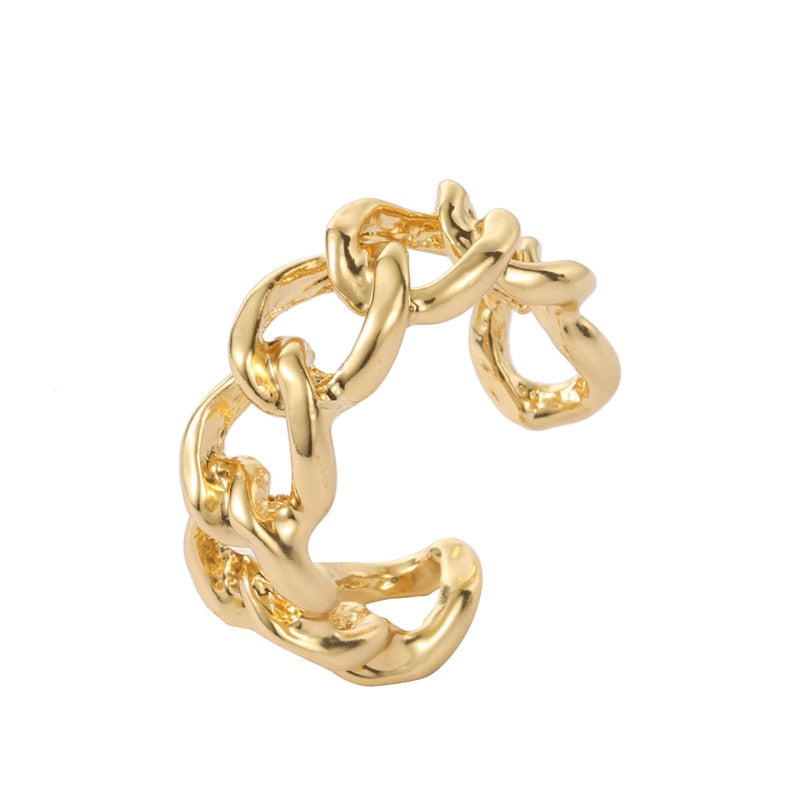 Anillo con forma de cadena chapada en Color dorado de 7mm de ancho para anillo Midi grueso gótico Vintage Unisex accesorio de joyería antigua