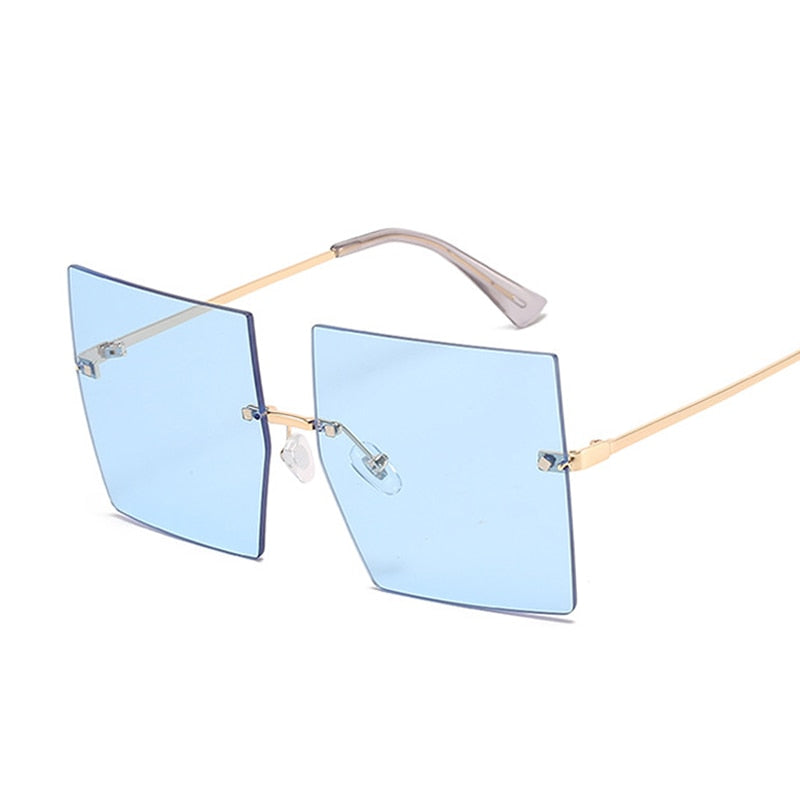 Vintage Quadratische Sonnenbrille Frauen Luxus Übergroße Randlose Sonnenbrille Shades Weibliche Modemarke Designer Klar Oculos De Sol