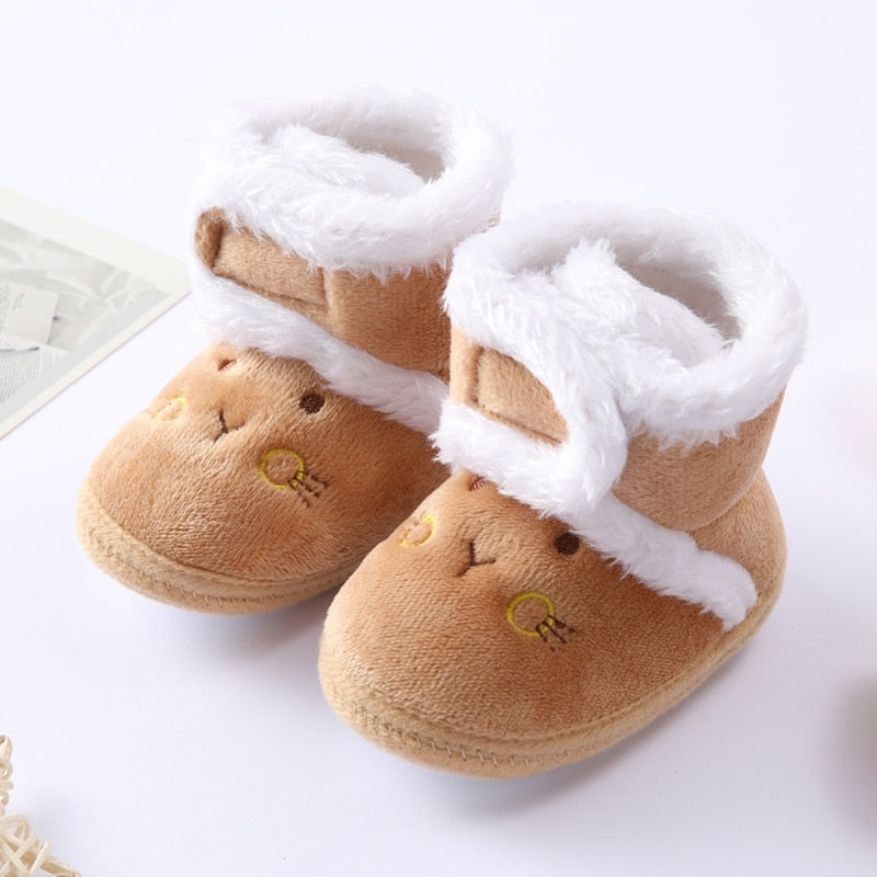 Botas cálidas para niños recién nacidos, primeros pasos de invierno, zapatos para niñas y niños, botines de nieve de piel de suela blanda para calzado de 0 a 18M, botas