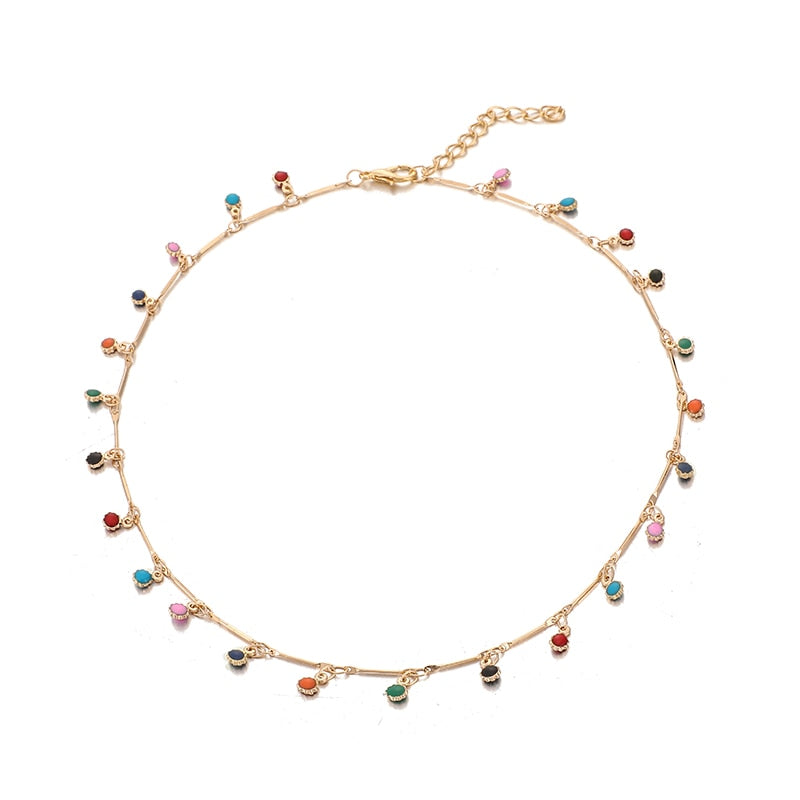 Bohemian Bunte Perlenkette für Frauen Charms Quaste Schlüsselbein Kette Chockers Handmade Party Schmuck Halsbänder