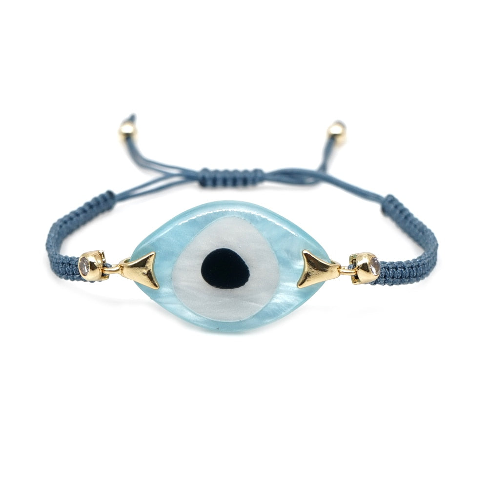 Pulsera de ojo malvado para mujer, joyería de ojo turco, Pulsera de amistad bohemia, pulseras de cuerda trenzada