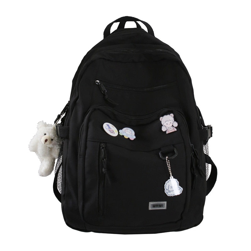 Big Student Backpack Badge Rucksack Girls School Bag High Capacity Women Backpack Female Cute Leisure Travel Mochila