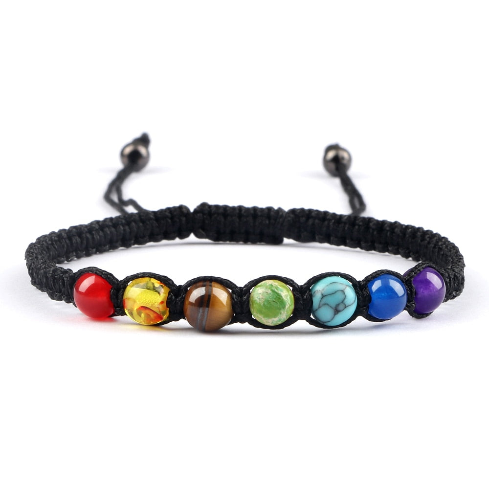 6MM 7 Chakra Braided Natural Stone Bracelet High Quality Engry Healing Bangles Couple Yoga Jewelry Chain Pulsera Gift for Friend