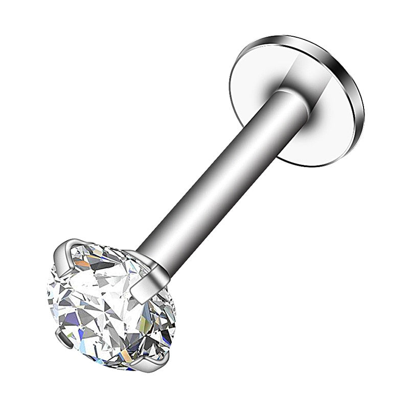 1PCS Crystal Labret Piercing Ring Lip 16G Surgical Steel Zircon Cartilage Tragus Piercing Earring Stud Piercing Levre