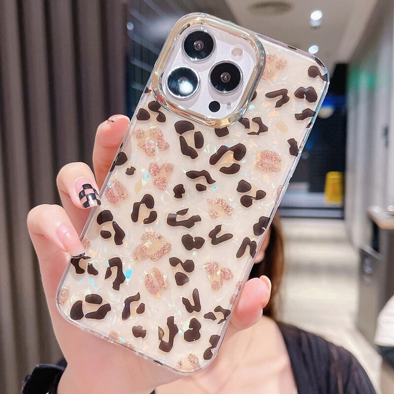 Luxury Leopard Print Phone Case For iPhone 11 12 13 14 Pro Max Plus Shell Rainbow Bumper Back Cover