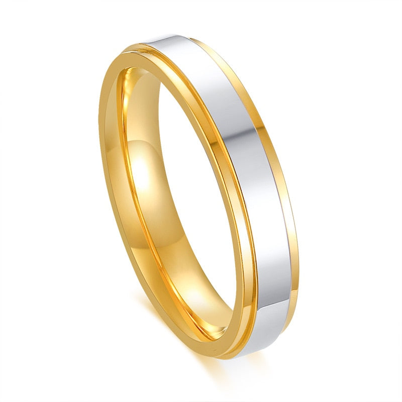 Simple Design 316 Titanium Steel Mens Rings Lover Couple Rings Alliance Gold Wedding Band Rings Set for Women Men