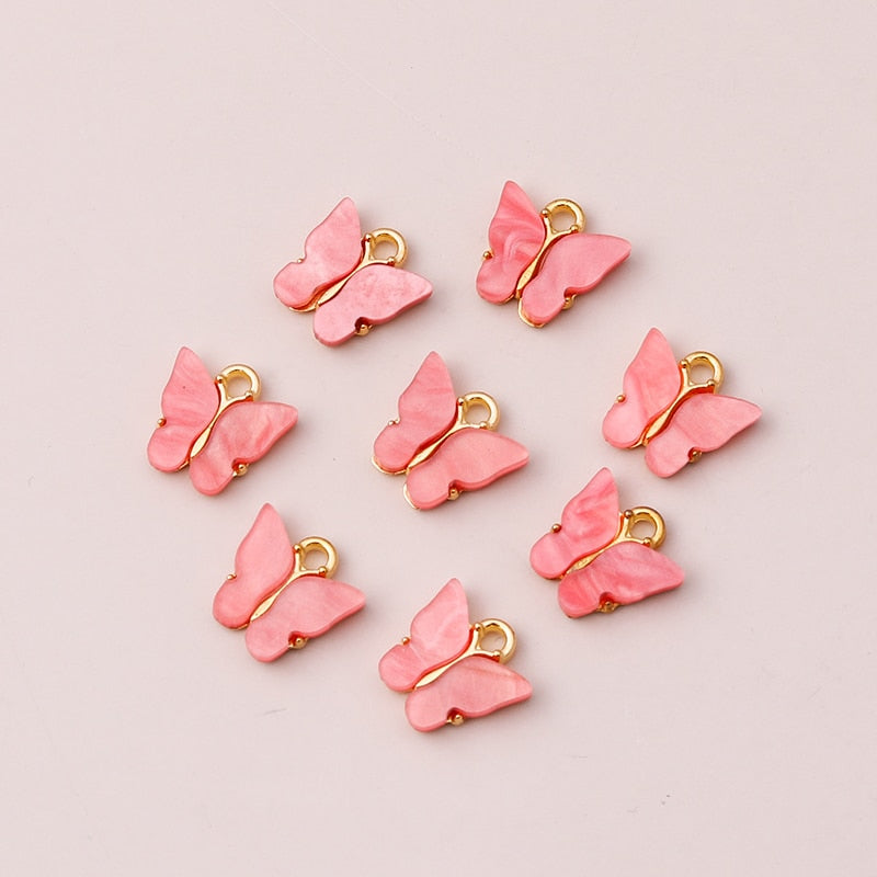 10pcs 13x13mm 9 Color Resin Animal Butterfly Charms for Jewelry Making Pendants Necklaces Cute Earrings DIY Handmade Accessories