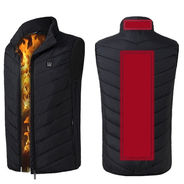 9 Places Heated Vest Men Women Usb Heated Jacket Heating Thermal Clothing Hunting Winter Heat Jacket Black 5XL 6XL