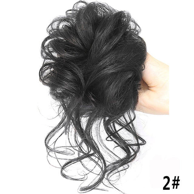 Moño de pelo sintético moño desordenado banda de pelo rizado elástico Scrunchy piezas de cabello falso para mujeres horquillas negro marrón