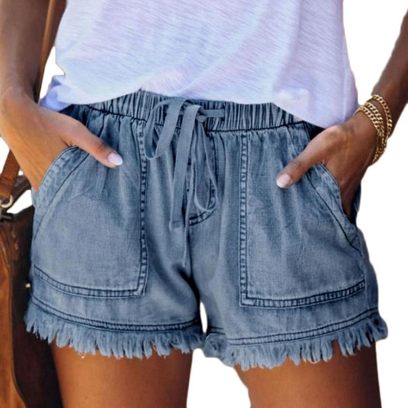 Jeans-Shorts mit hoher Taille und Denim-Shorts in Übergröße