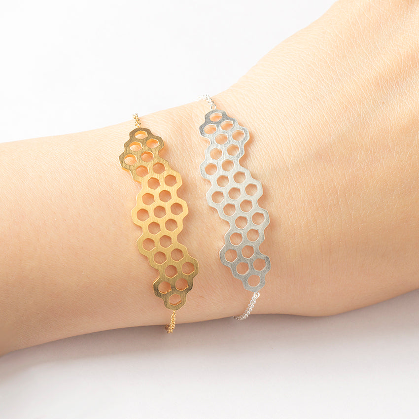 Hollow Hexagon Honeycomb Charm Bracelet Stainless