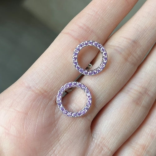 Versatile Dazzling Circle Stud Earrings with Crystal