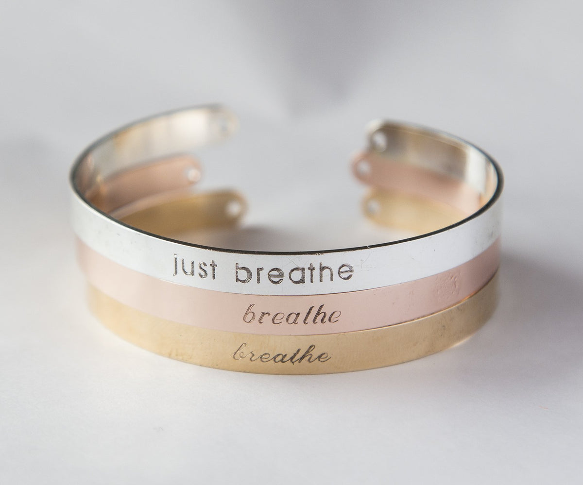 Just Breathe Bracelet, Yoga Gift, Just Breathe