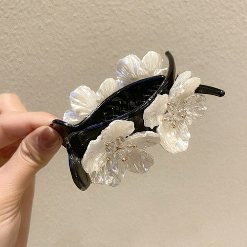 Imitation Ceramic Flower Hair Clip Claw Shell Hairpin for Women