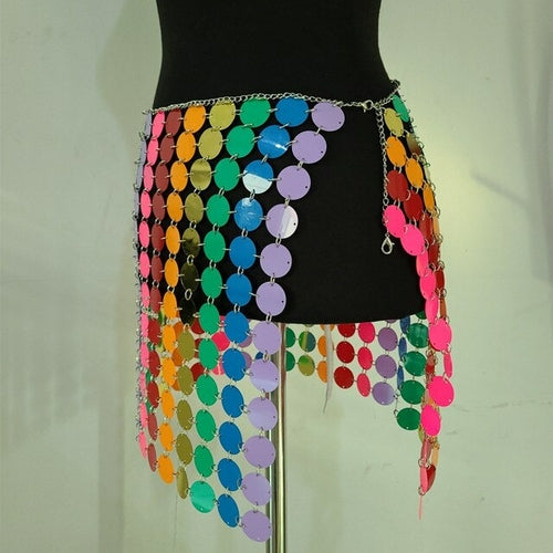 Sexy Customized Colorful Sequins Skirt Body Chain For