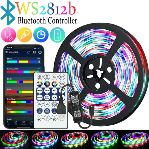 LED-Streifen 1m 30m RGBIC WS2812b Bluetooth App-Steuerung Verfolgungseffekt