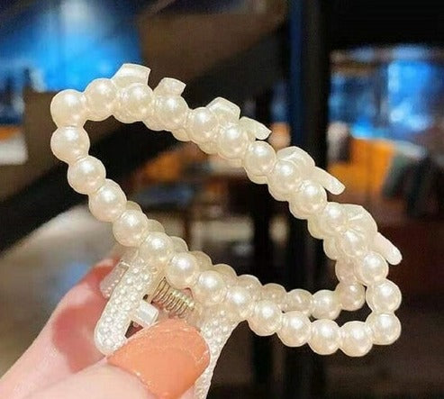 Ladies Pearl Hair Claw Clips For Woman Large Size Barrette Crab Hair