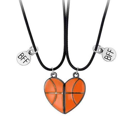 2Pcs/set Basketball Magnetic Drip Oil Best Friend Necklace