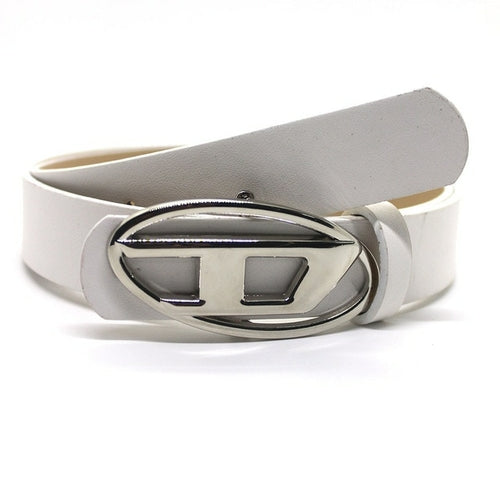 Cinturón para hombre Vintage New A Letter Oval Metal Snap Hebilla Pu Decorativo
