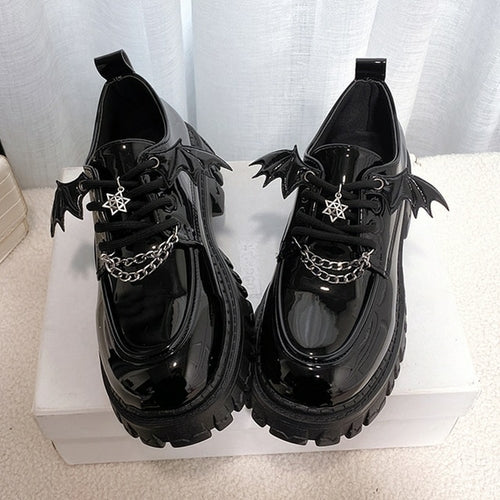 Metal Chain Platform Lolita Gothic Shoes Woman Spring College