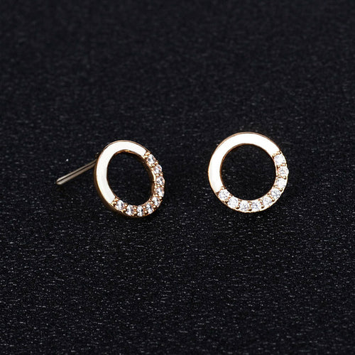Minimalist Silver Color Small Studs Earrings Luxury Crystal