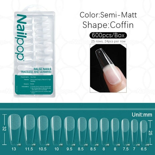 600pcs Gel Nail Tips Acrylic Transparent Full Cover
