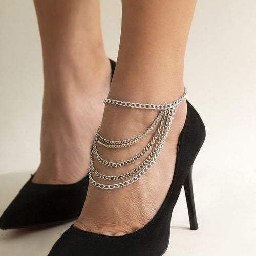 Multilayer Chain High Heel Shoe Simple Foot Ankle Beach