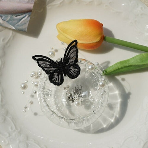Romantic Design Wedding Pearl Gauze Butterfly Necklace White