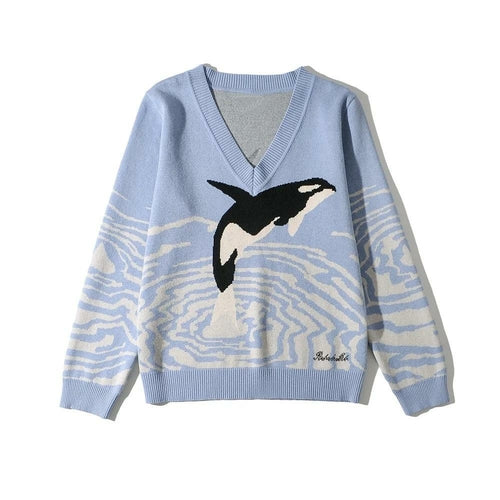 Suéter de punto con estampado de delfines